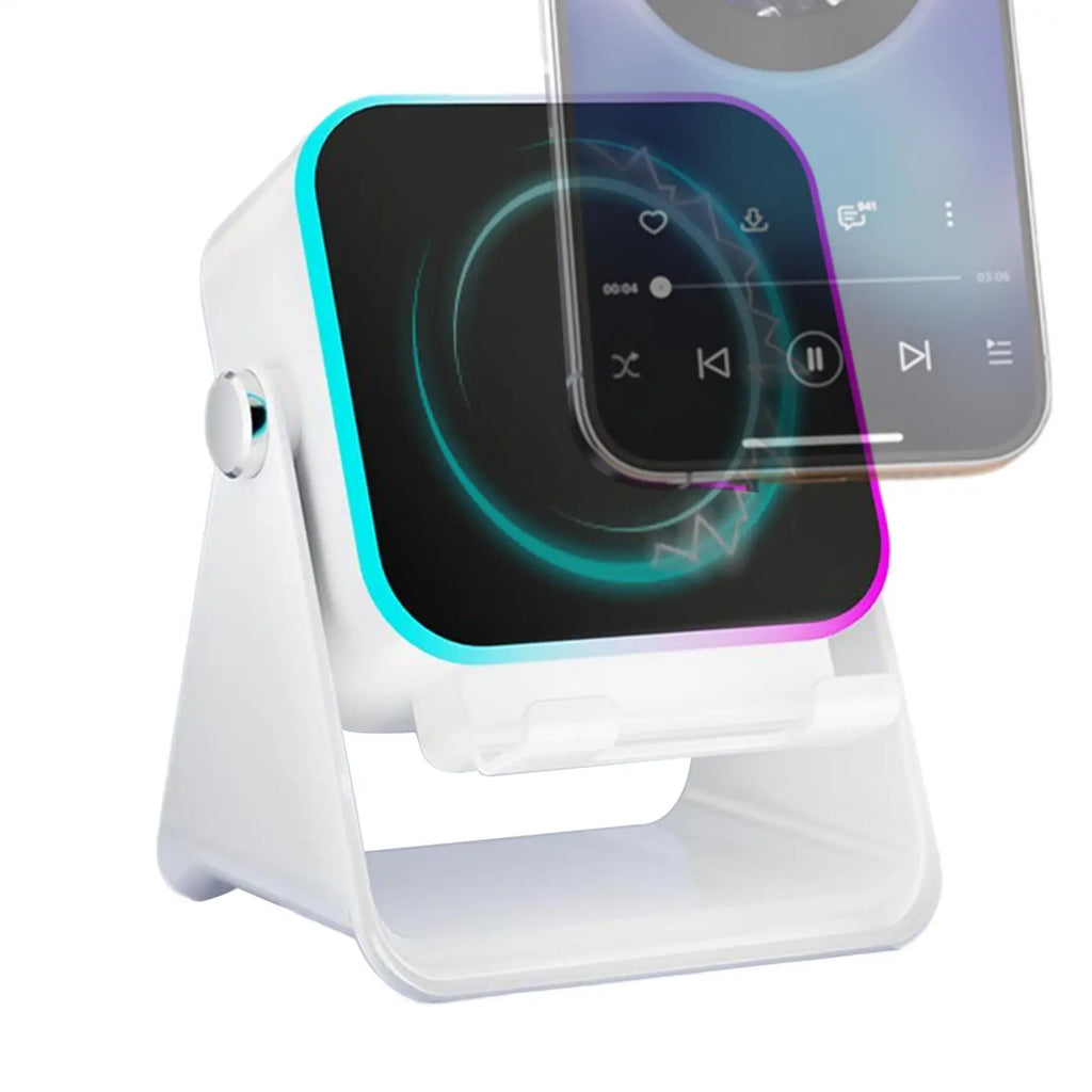 Smart Sensing Bluetooth Speaker Stand with 10W Wireless Charging and Ambient Light - Perfect for Home and Office