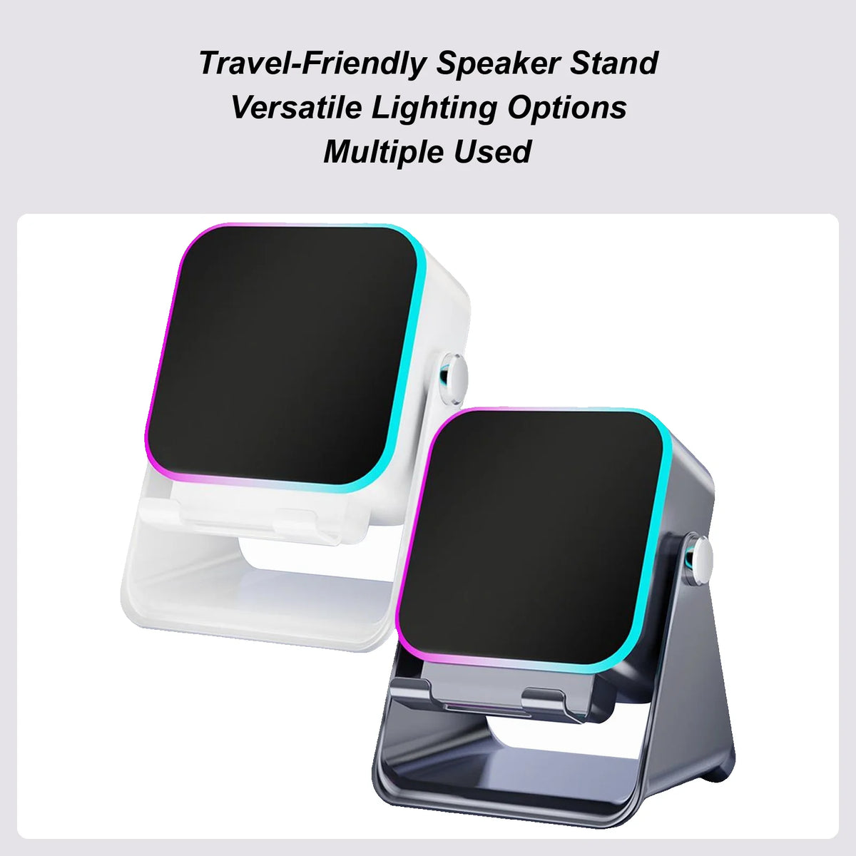 Smart Sensing Bluetooth Speaker Stand with 10W Wireless Charging and Ambient Light - Perfect for Home and Office